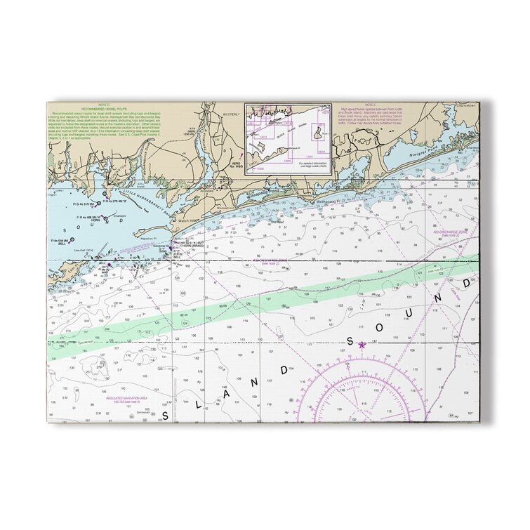 Longshore Tides Nautical Chart Stonington CT, Watch Hill, Quonochontaug